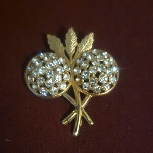 Vintage Elegant Gold and Rhinstone Brooch